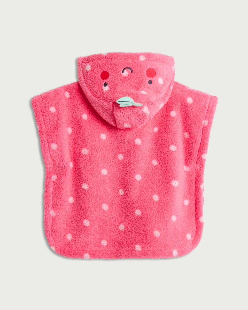 image 1 of F&F Baby Pure Cotton Polka Dot Hooded Poncho Towel in Pink
