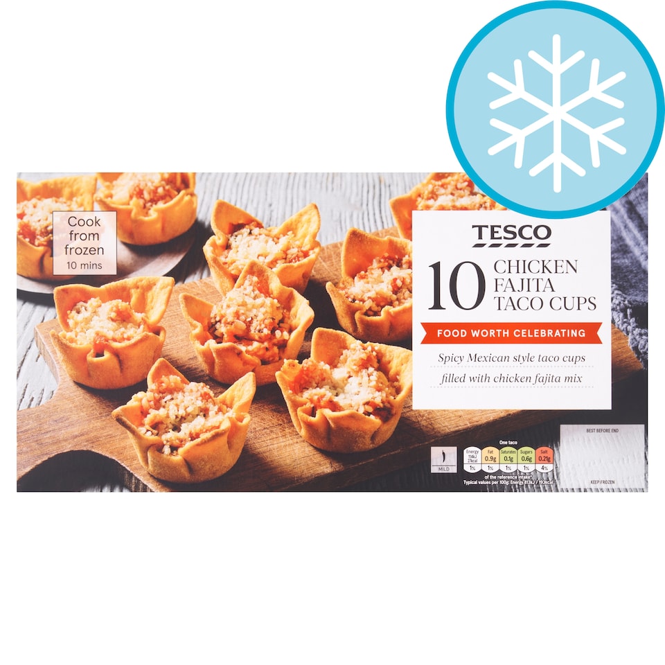 Tesco 10 Chicken Fajita Taco Cups 144g