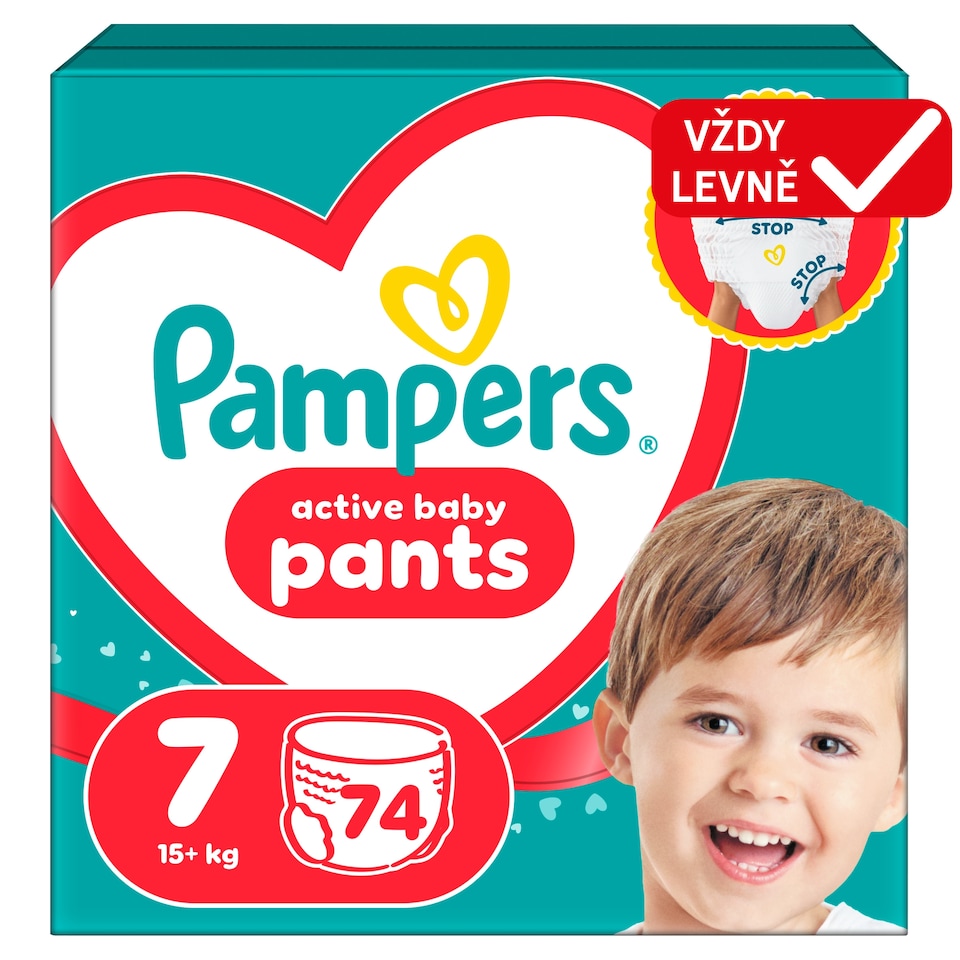 Obrázek 1 pro produkt Pampers Active Baby Plenkové Kalhotky, Velikost 7, 74 Kusů, 15kg+