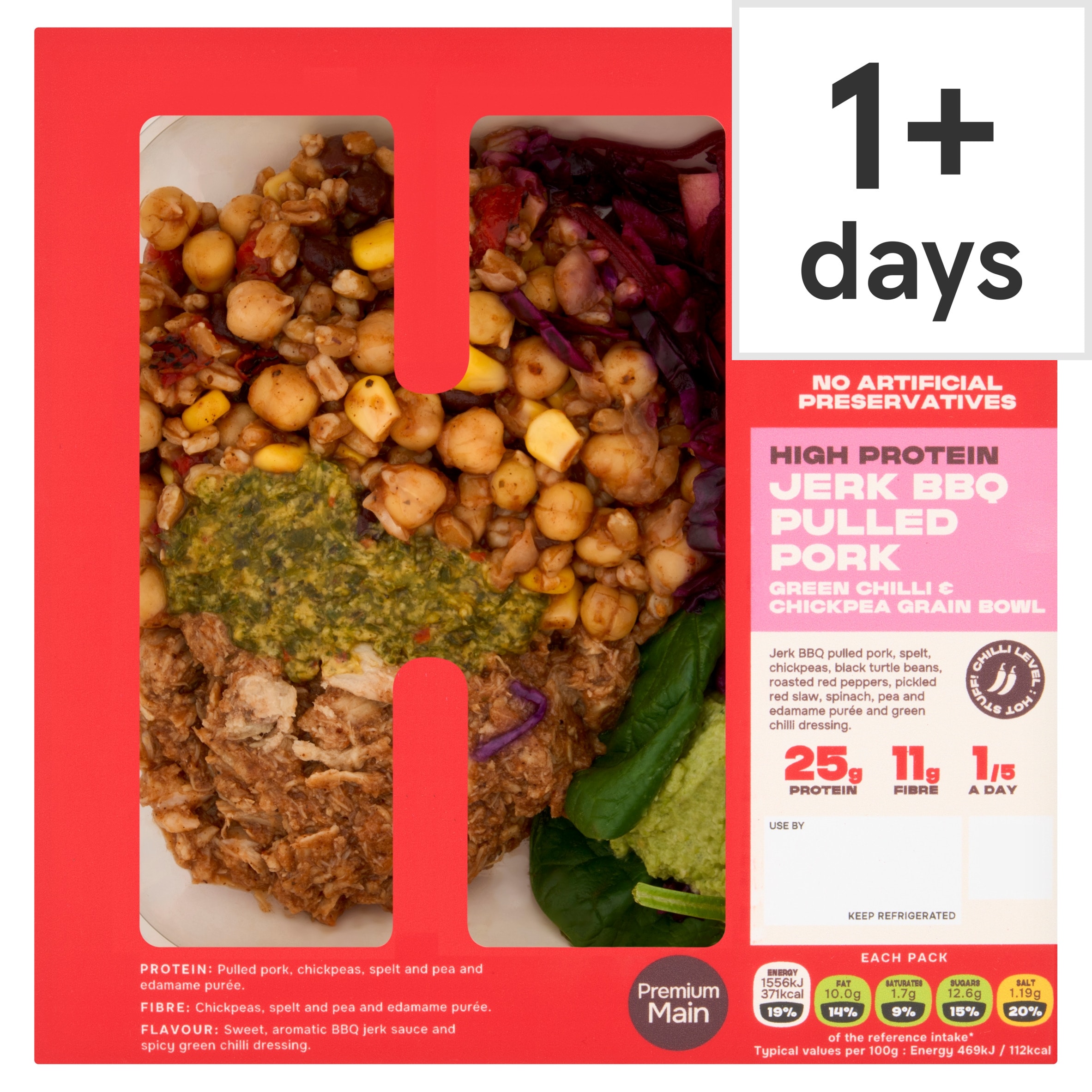 HIDE Jerk BBQ Pulled Pork, Chickpea & Grain Bowl 332g