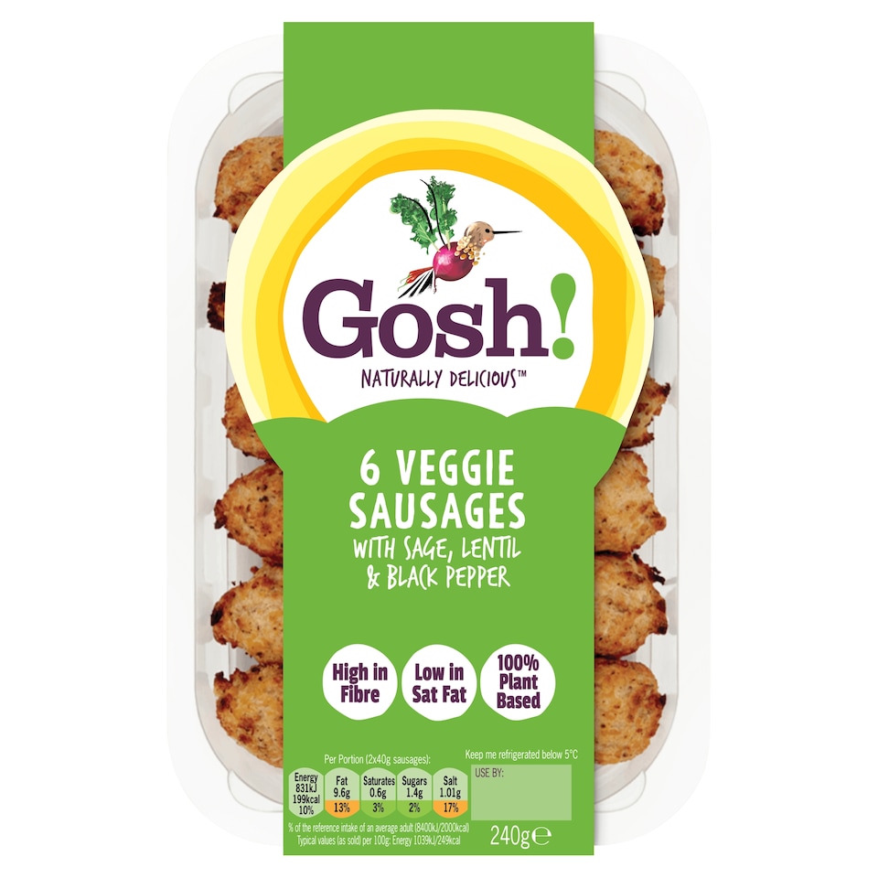 image 1 of Gosh 6 Veggie Sausages 240G