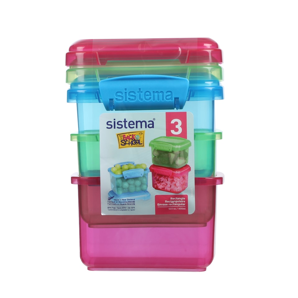 image 1 of Sistema Rectangular Lunch Boxes 400Ml 3 Pack