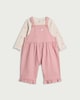 image 1 of F&F Baby 2-Piece Floral Bodysuit and Striped Dungaree Set in Pink