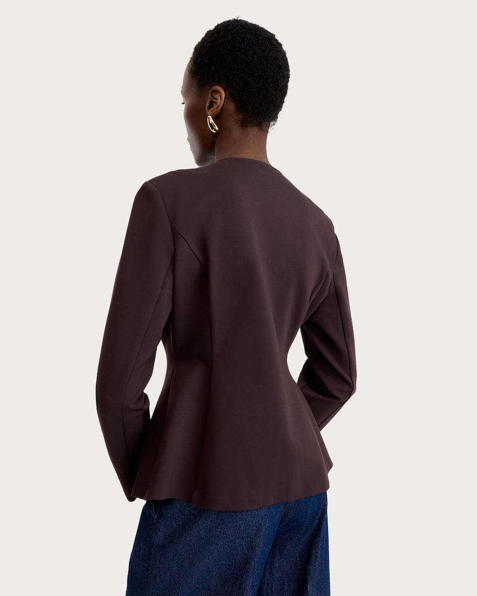 image 1 of F&F Ponte Single Metal Button Jacket in Brown