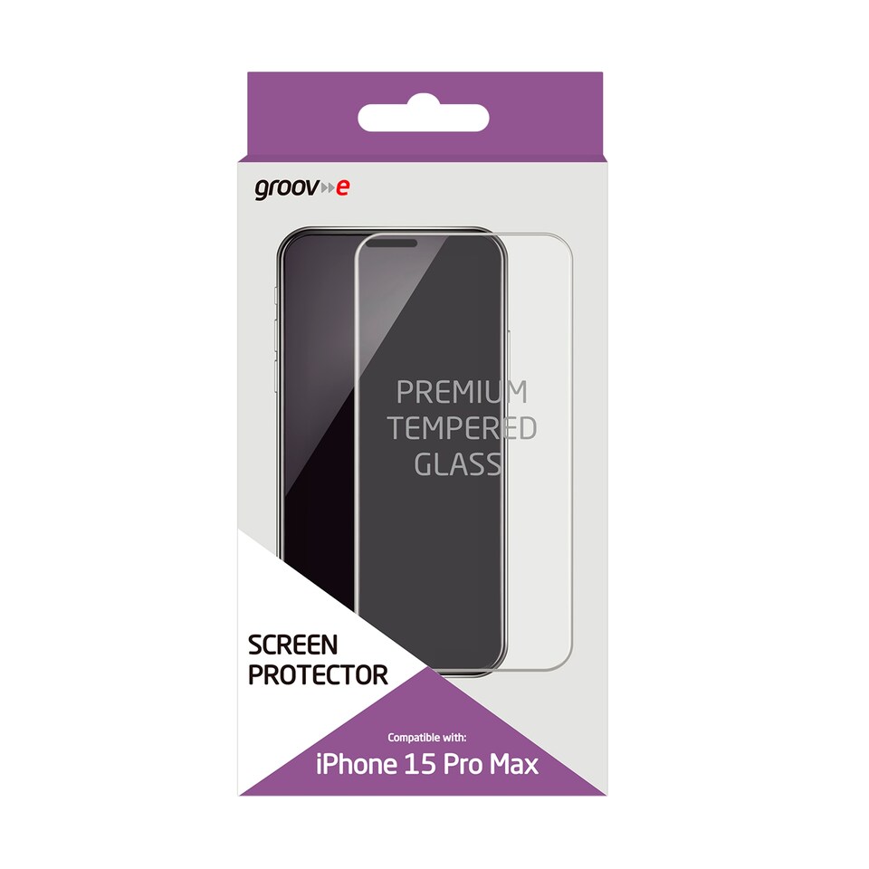 Groov-e iPhone 15 Pro Max Tempered Glass Screen Protector