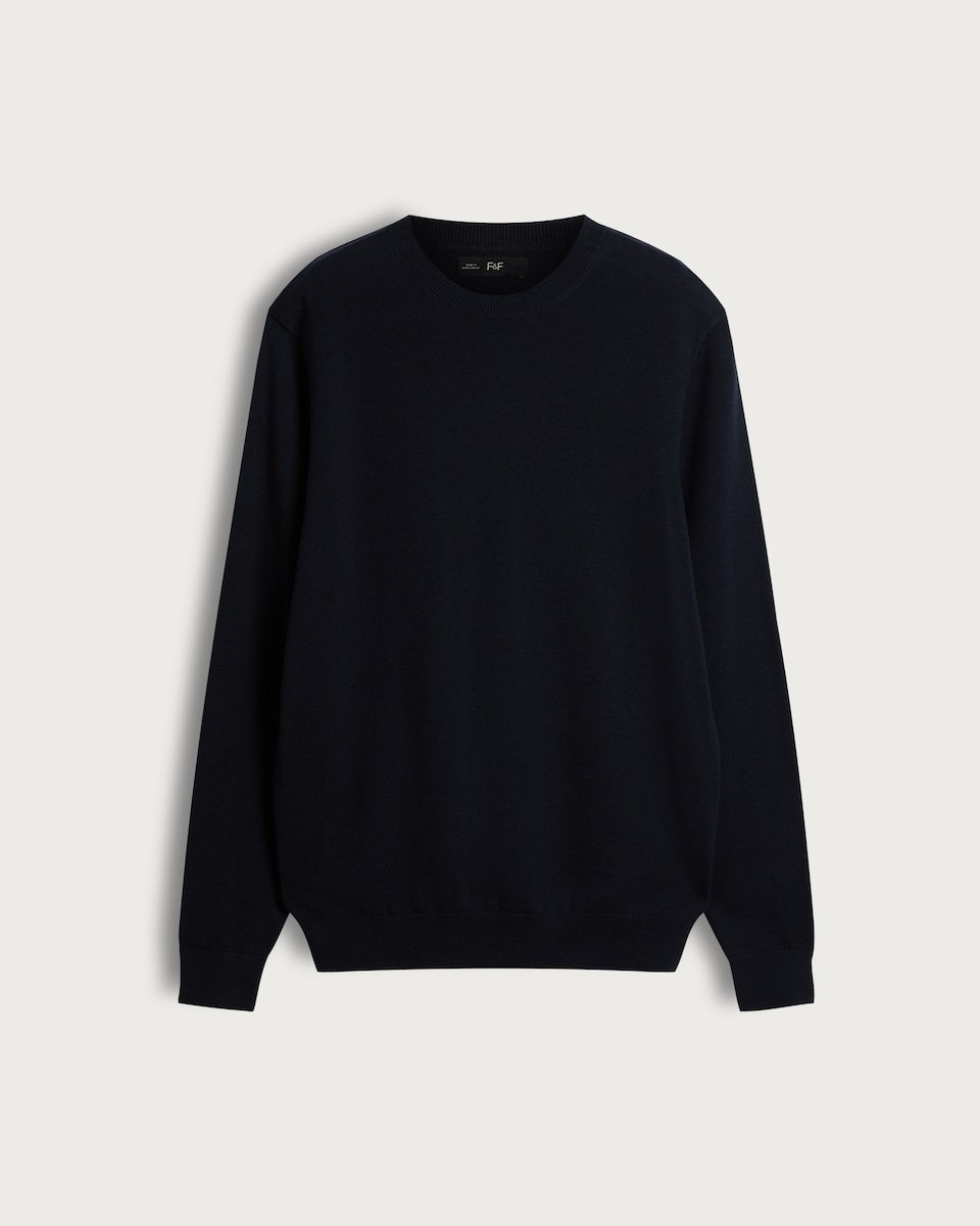 image 1 of F&F Pure Cotton Fine Knit Jumper in Navy