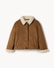 image 5 of F&F Faux Shearling Short Coat in Med Nude