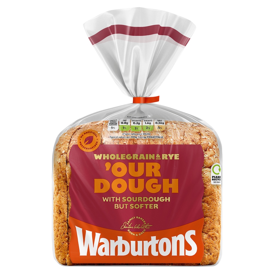 Warburtons Wholegrain & Rye Bread with Sourdough 400g