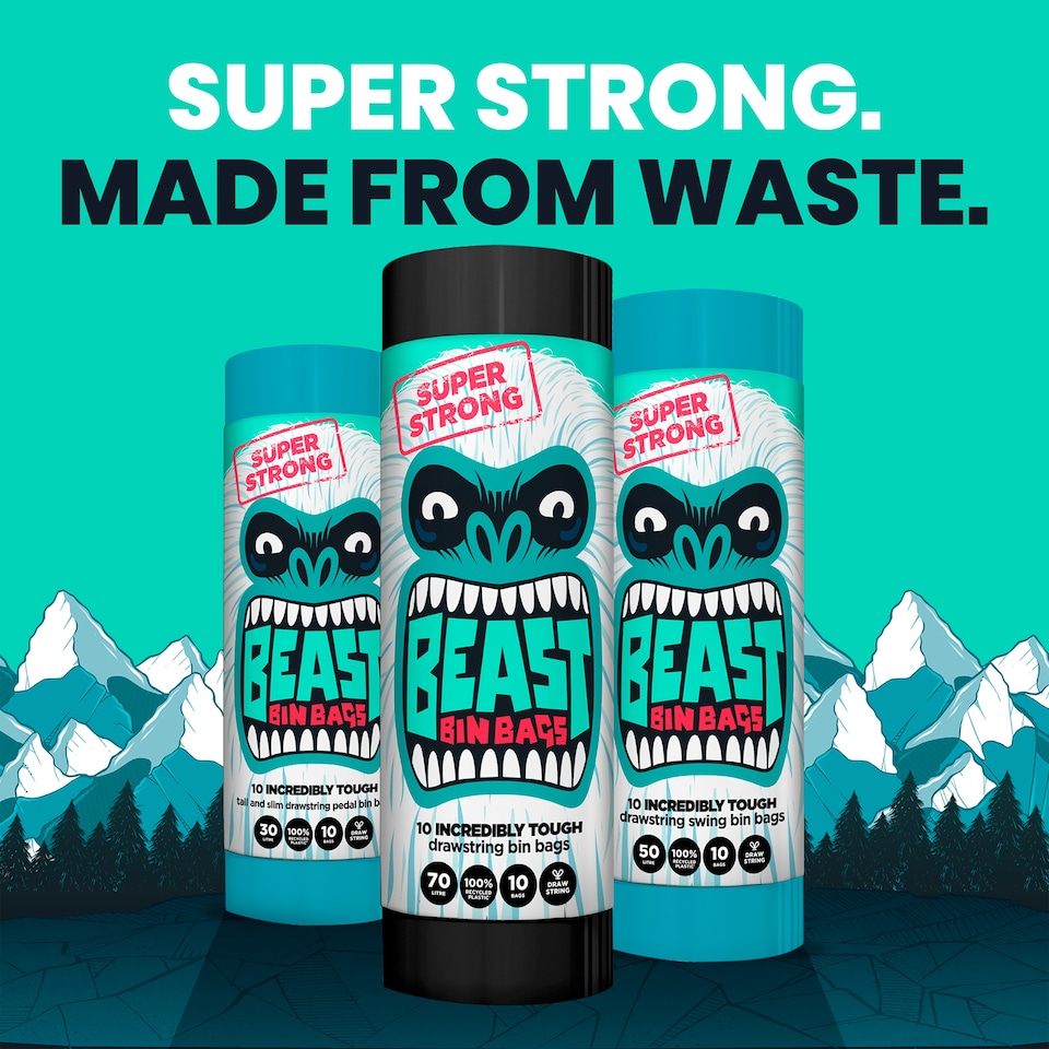 image 1 of Beast Super Strong 30L Tall & Slim Bin Bags 10 Pack