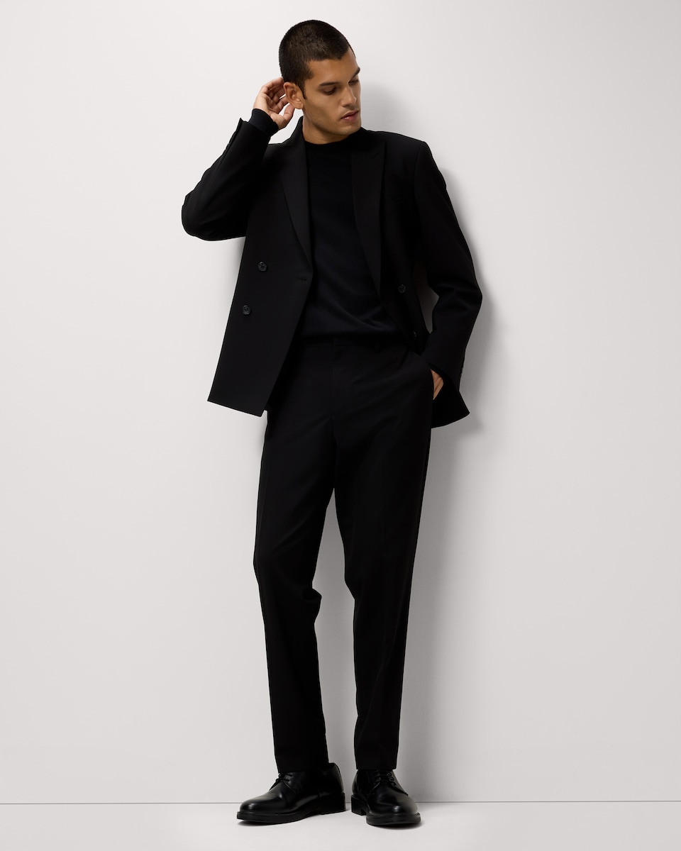 image 1 of F&F Tailored Fit Double Breasted Formal Suit Jacket in Black