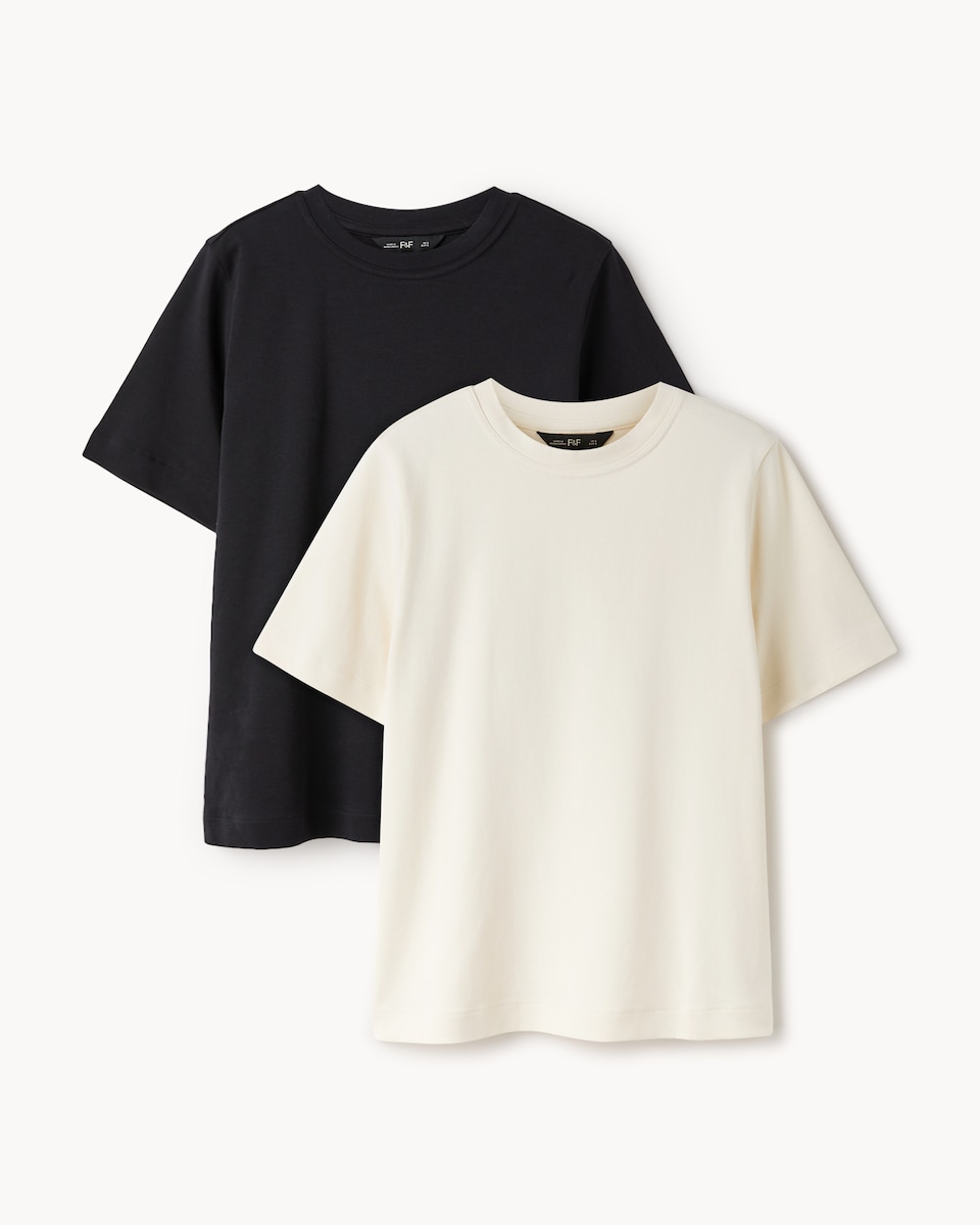 image 1 of F&F 2-Pack Pure Cotton T-Shirts in Multi Black