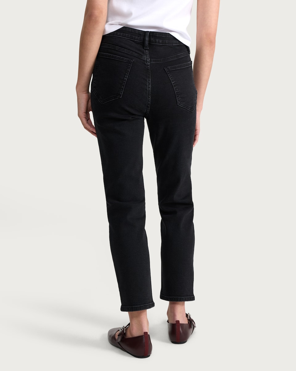 image 1 of F&F High Rise Slim Ankle Grazer Jeans in Black