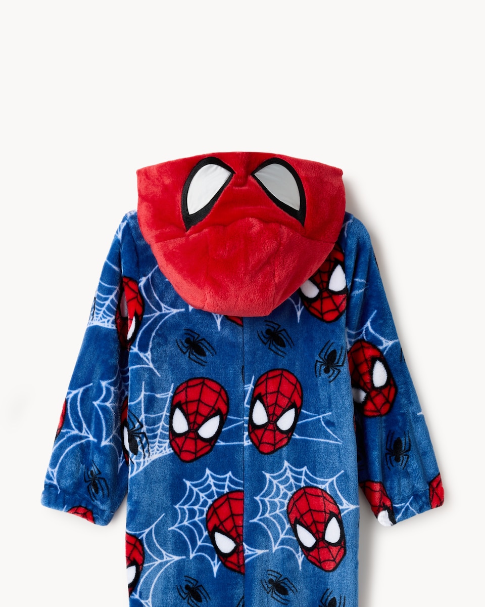 image 1 of  Marvel Spider-Man Fleece Hooded Onesie in Blue
