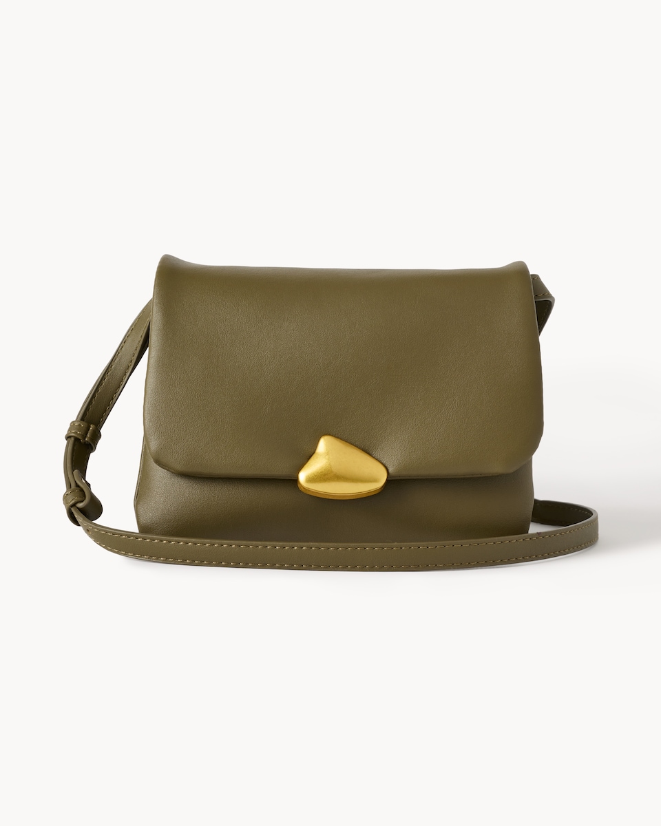 image 1 of SACHA Gold Clasp Crossbody Bag in Olive