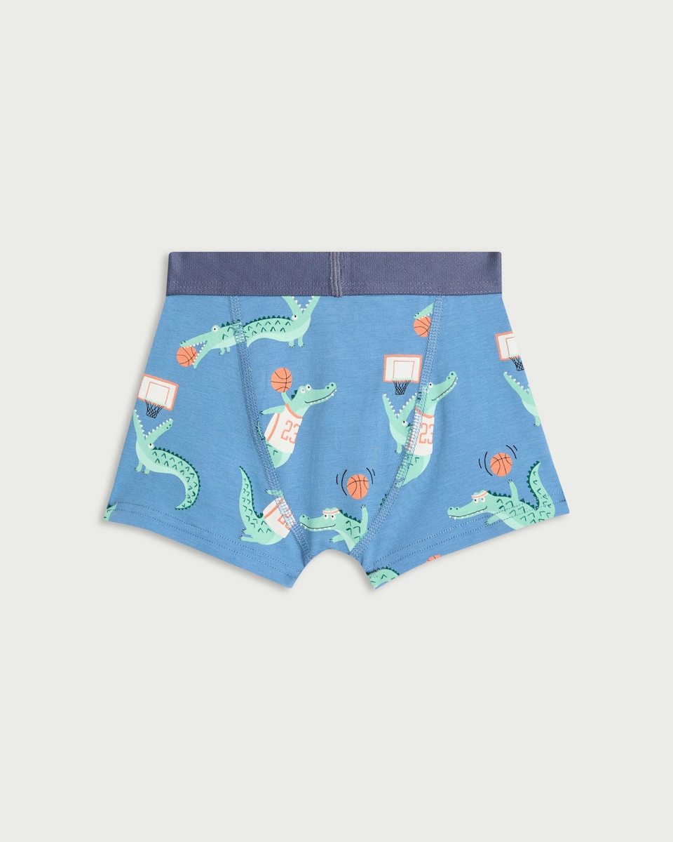 image 1 of F&F Boys 5-Pack Cotton Rich Crocodile Print Trunks in Multi