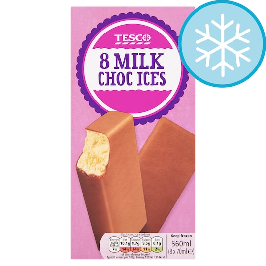 Tesco 8 Milk Chocolate Ices 560Ml Price Marked Tesco Groceries