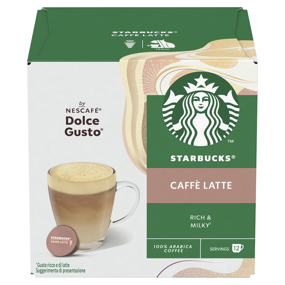 image 1 of Starbucks Caffè Latte by Nescafe Dolce Gusto Coffee Pods x12 121.2g