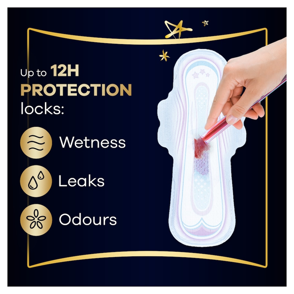 image 1 of Always Ultra Secure Night Extra Sanitary Towels Size 5 Wings 14 Pack