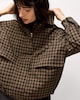 image 1 of The F&F Edit Checked Shower Resistant Hooded Jacket in Multi Brown