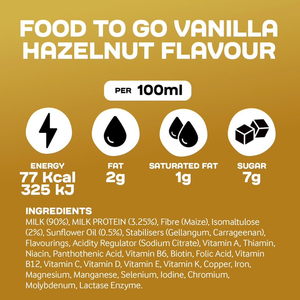 image 1 of Arla Protein Food To Go Vanilla Hazelnut Flavoured Meal Replacement Shake 500ml