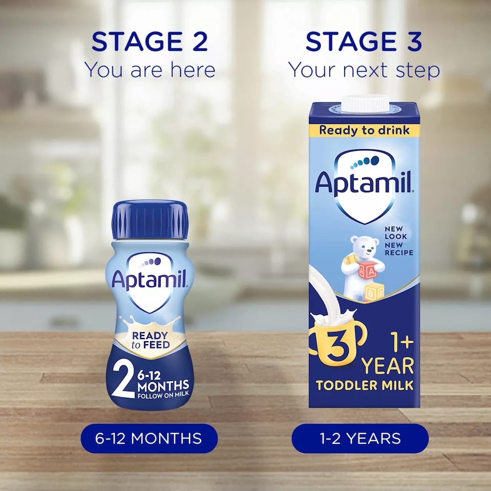 image 1 of Aptamil 2 Follow On Baby Milk Formula Liquid Ready to Feed 6-12 Months 200ml