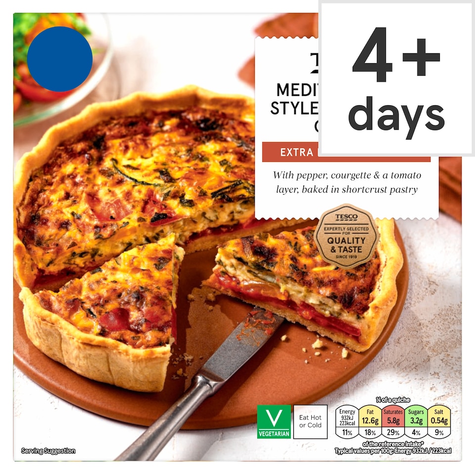 Tesco Mediterranean Style Vegetable Quiche 400g