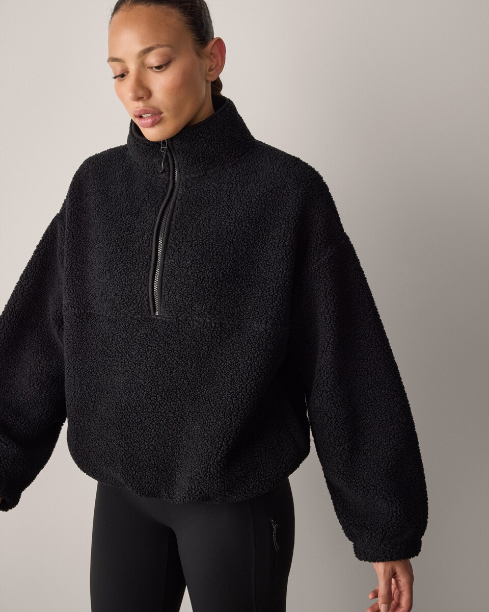 image 1 of F&F Active Fleece Half Zip Jacket in Black