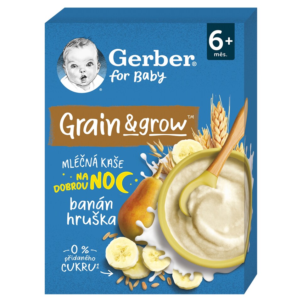 image 1 of GERBER Mléčná kaše pšenično-ovesná banán a hruška 200g