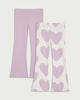image 4 of F&F Girls 2-Pack Cotton Rich Flared Leggings in Multi Purple