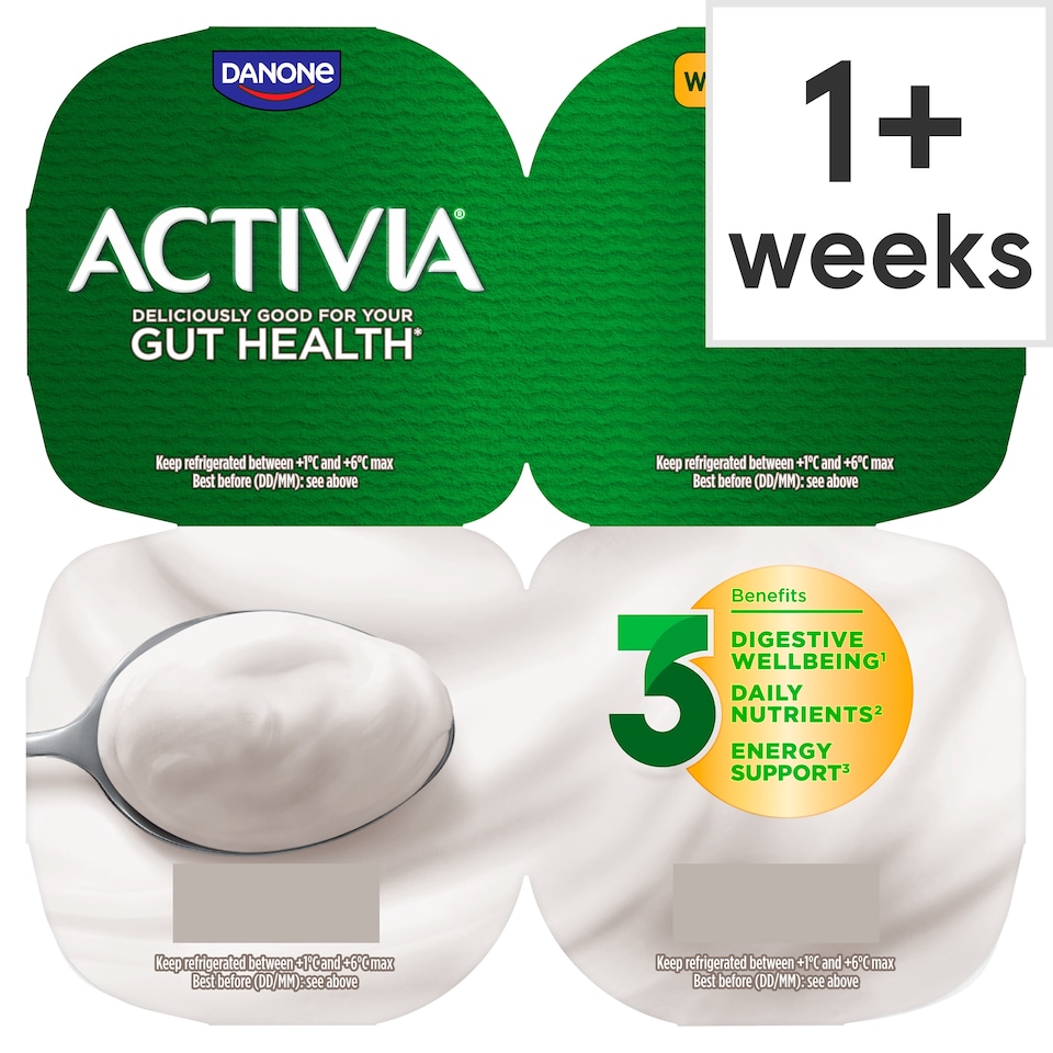 image 1 of Activia Natural Low Fat Gut Health Yoghurt Multipack 4x125g