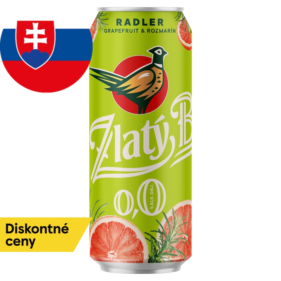 Zlatý Bažant Radler 0,0% Grep & Rozmarín plechovka 500 ml  