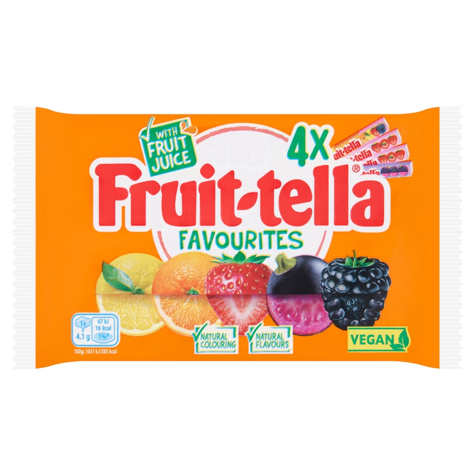 image 1 of Fruittella Favourites Vegan Chewy Sweets 4x41g