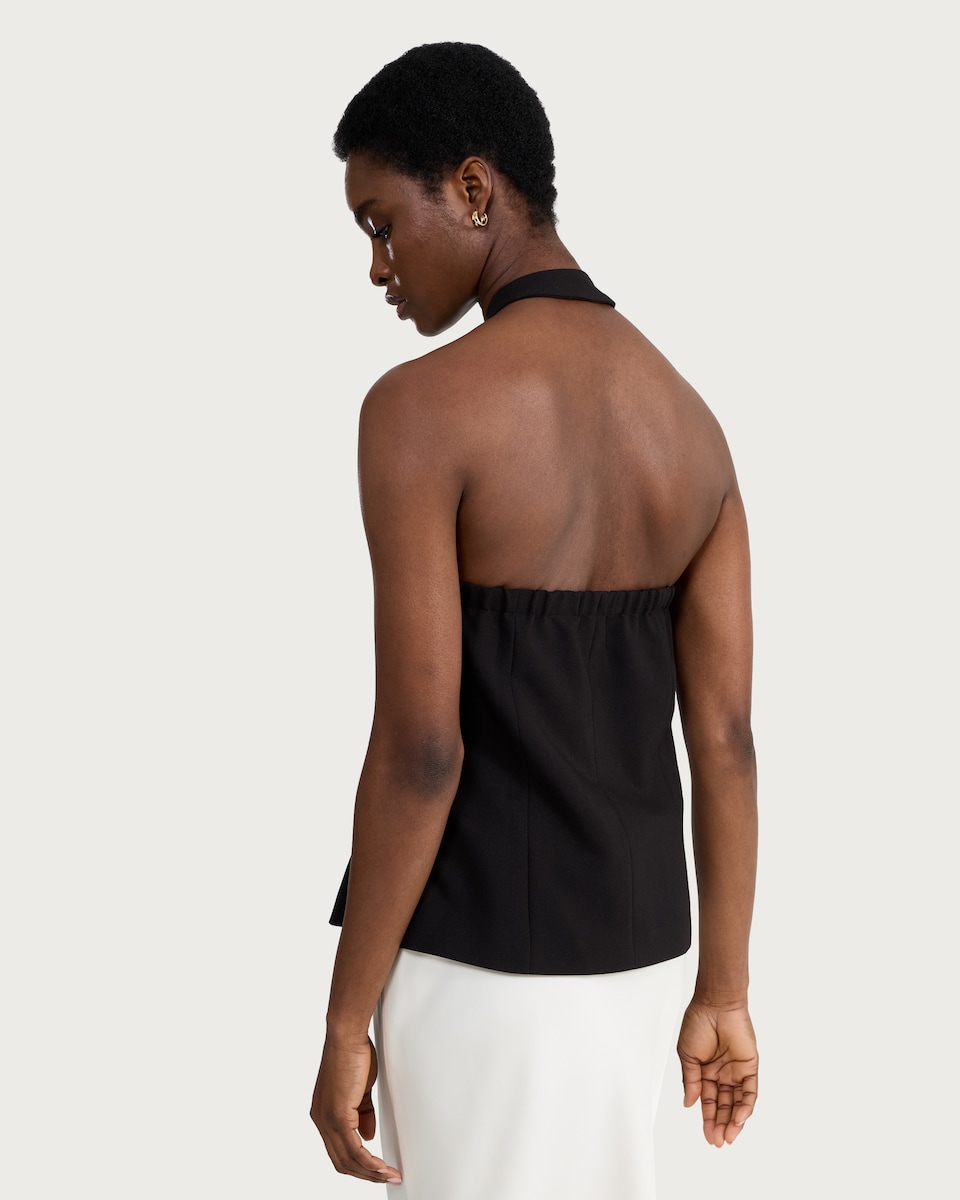 image 1 of F&F Halterneck Buttoned Waistcoat in Black