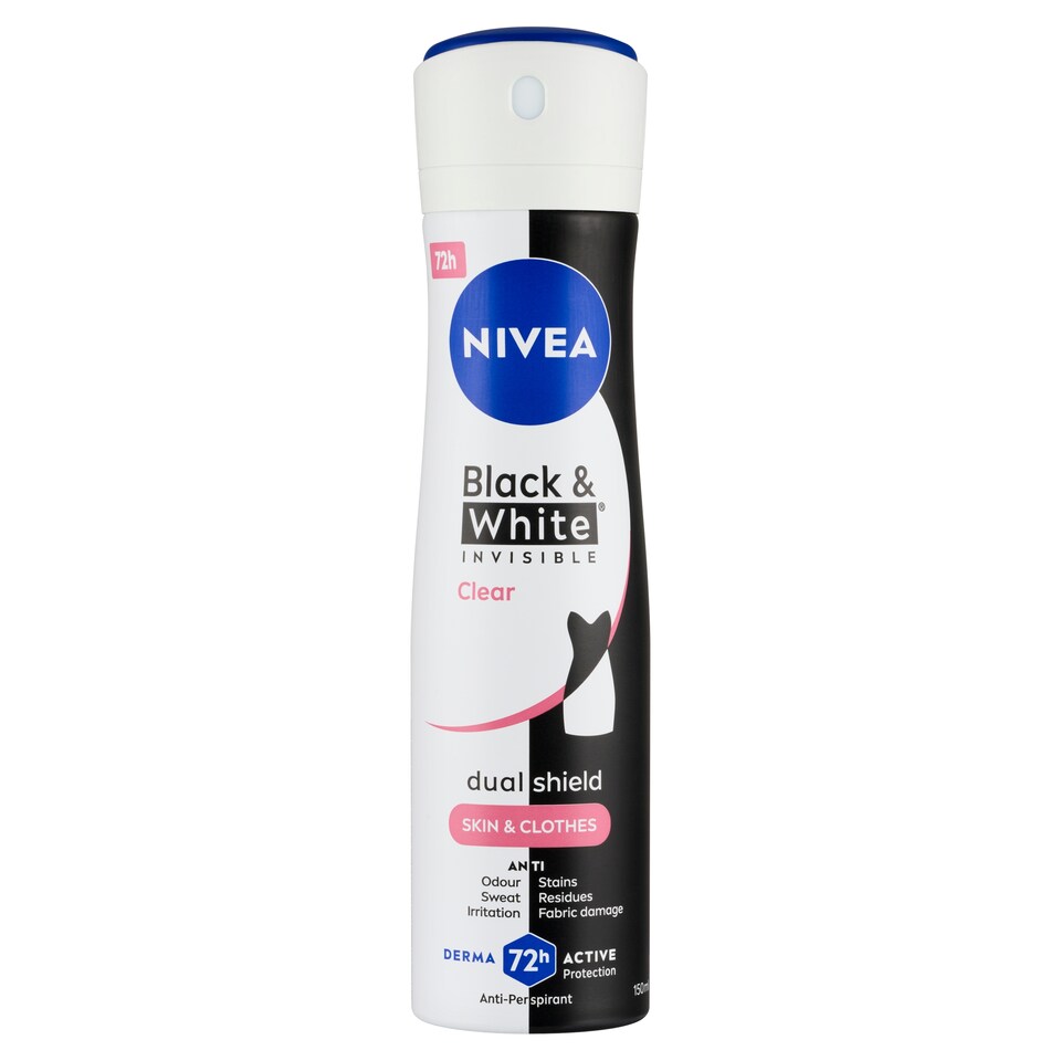 image 1 of Nivea Black & White Invisible Clear Antiperspirant Spray 150 ml