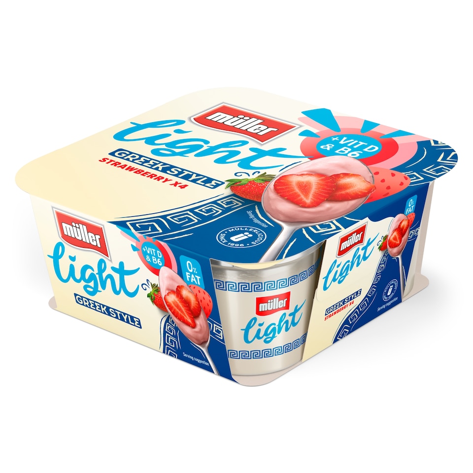 image 1 of Muller Light Greek Style Strawberry Yogurt 4X115g