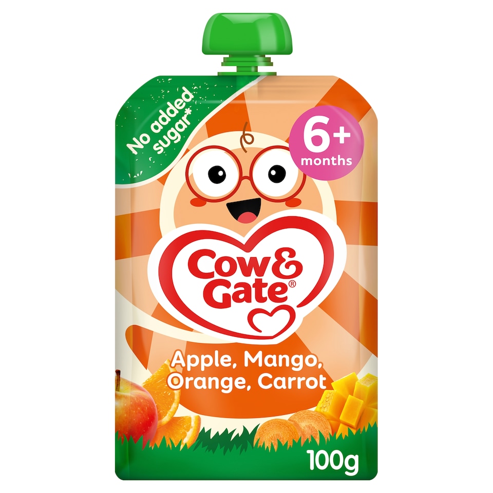 image 1 of Cow & Gate Fruit Pouch Apple Mango Orange & Carrot Baby Food 6+ Months 100g