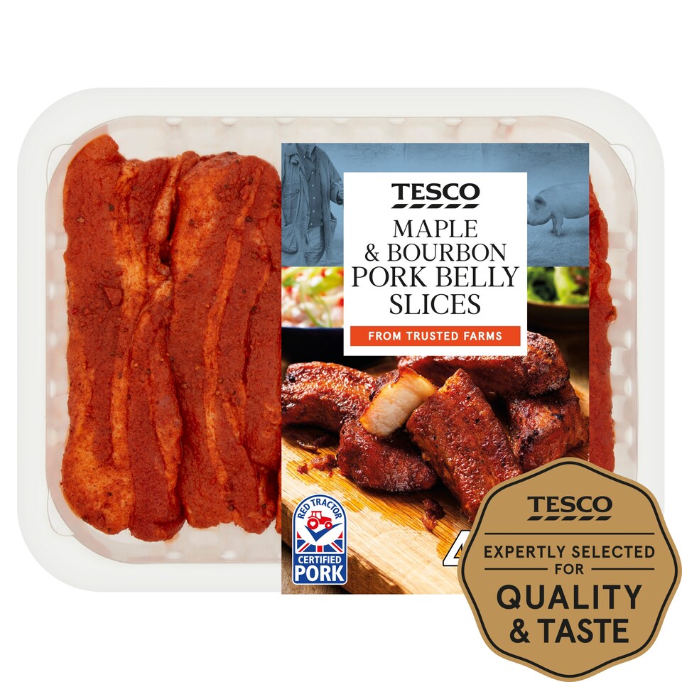 Tesco Maple & & Bourbon Pork Belly Slices 400G