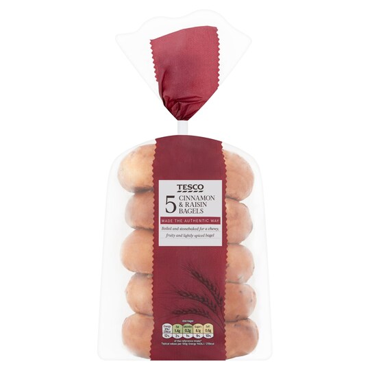 Tesco Cinnamon & Raisin Bagels 5 Pack Tesco Groceries