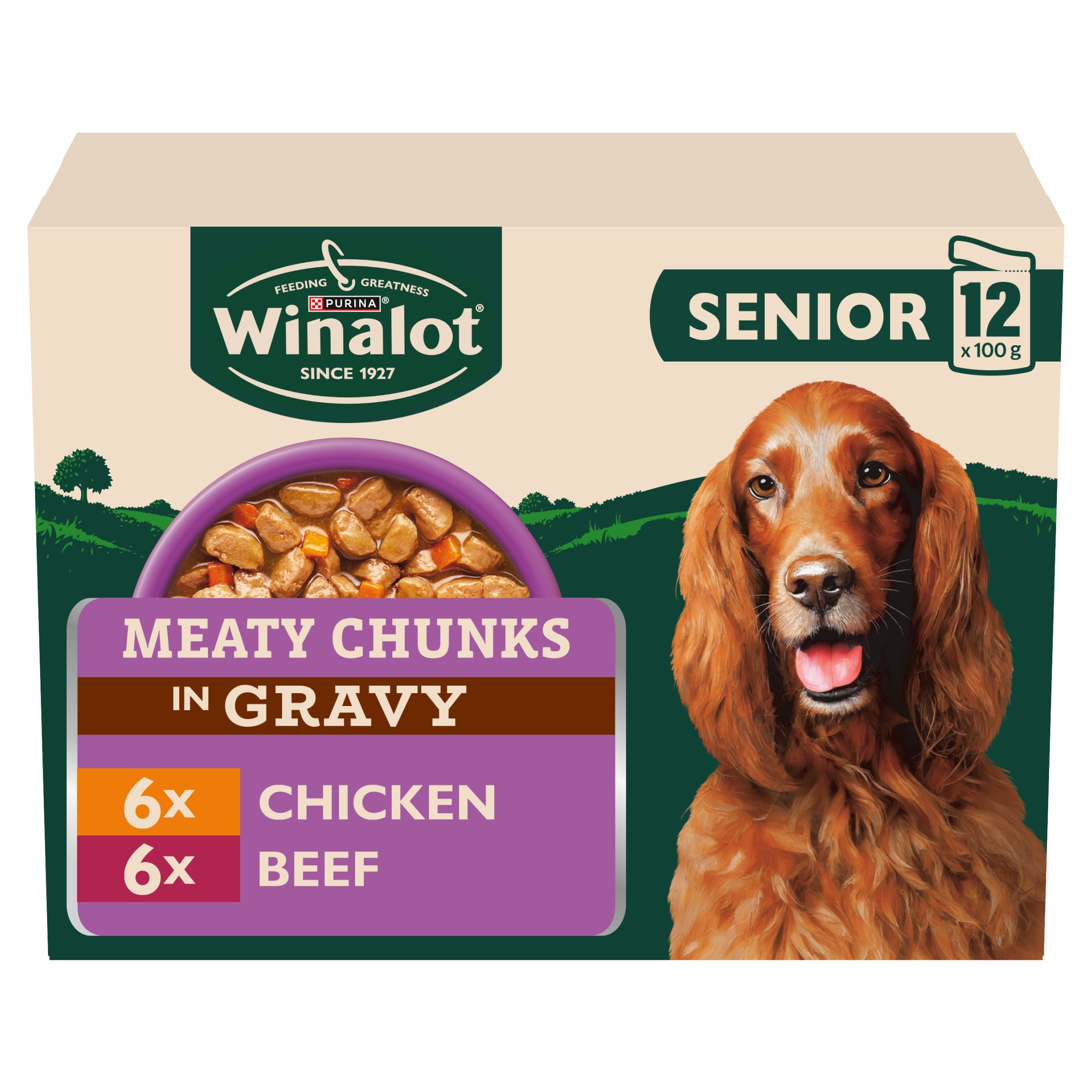 WINALOT Meaty Chunks Senior Mixed in Gravy Wet Dog Food 12x100g