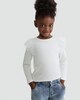 image 1 of F&F Girls Pure Cotton Ruffle Shoulder Long Sleeved Top in White