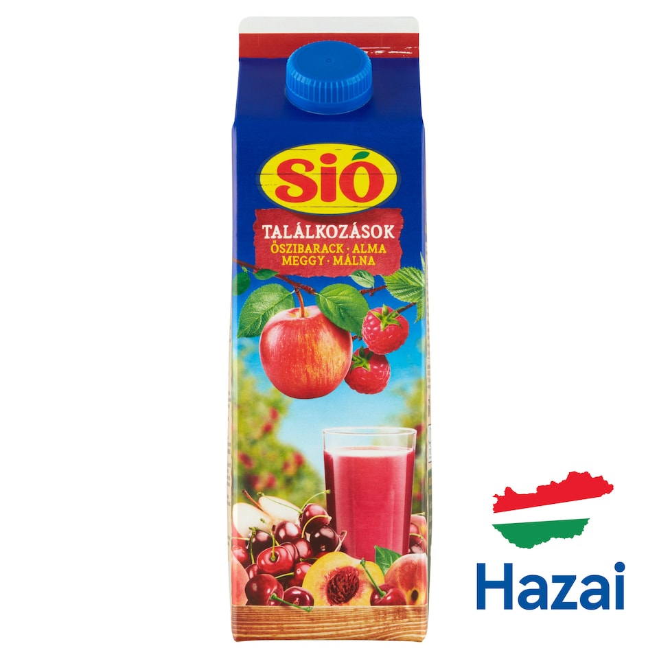 Sió Találkozások rostos őszibarack-alma-meggy-málna vegyes gyümölcsital 1 l