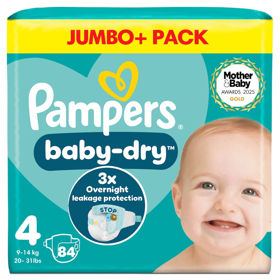 image 1 of Pampers Baby Dry Size 4 Nappies Jumbo+ 84 Pack