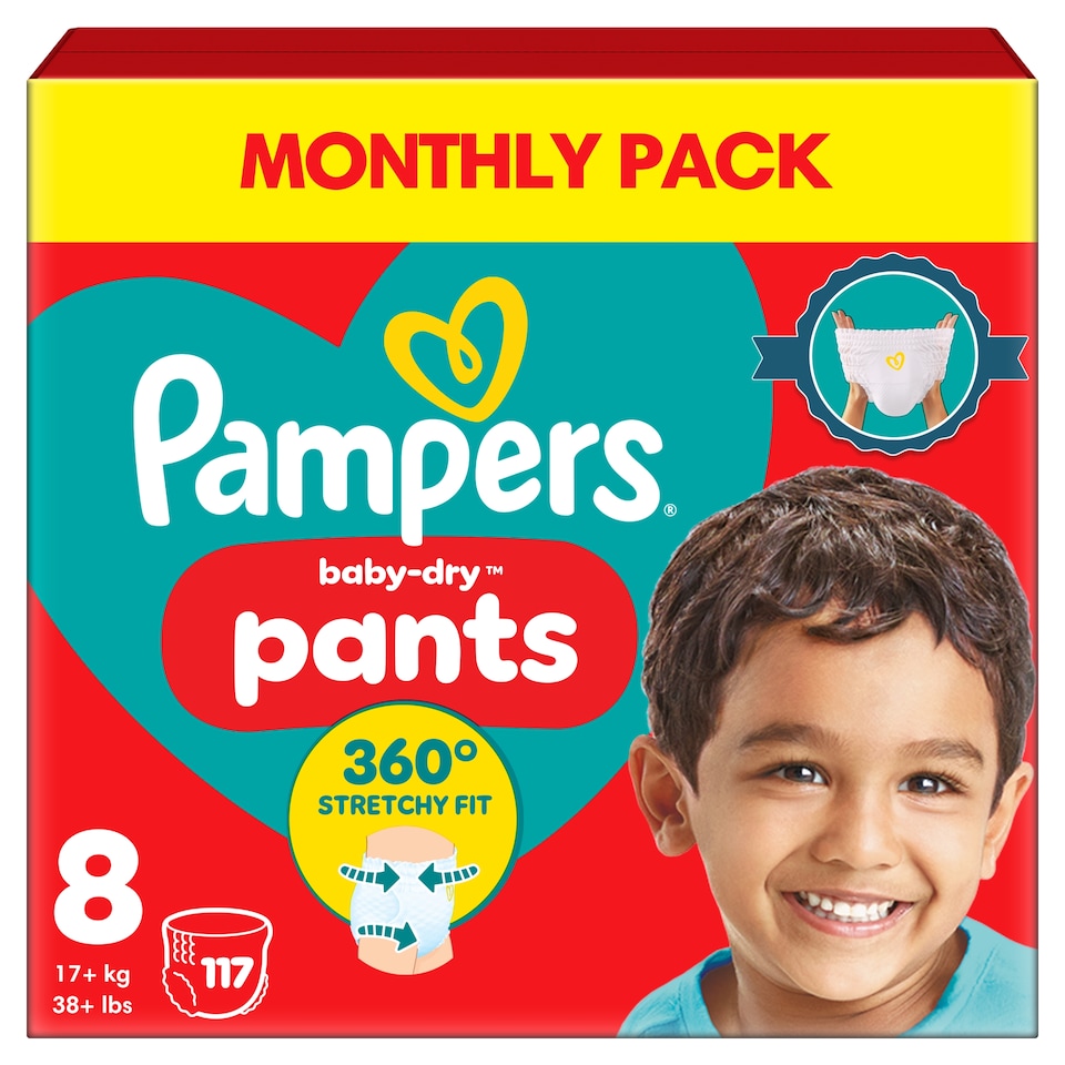 image 1 of Pampers Baby-Dry Nappy Pants Size 8 Monthly Pack 117 Pack