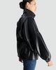 image 2 of F&F Faux Leather High Neck Cinched Waist Jacket in Black
