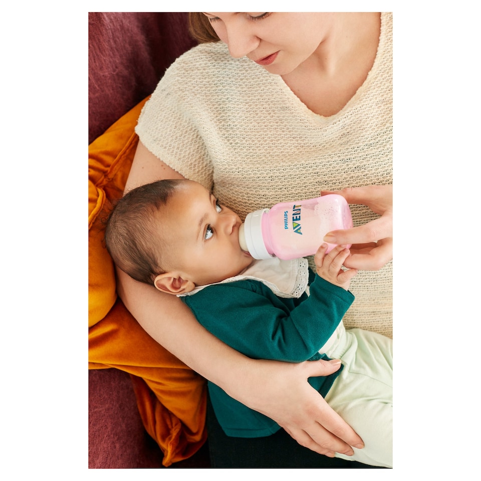 image 1 of Philips Avent Classic Bottle Pink 2X 260Ml