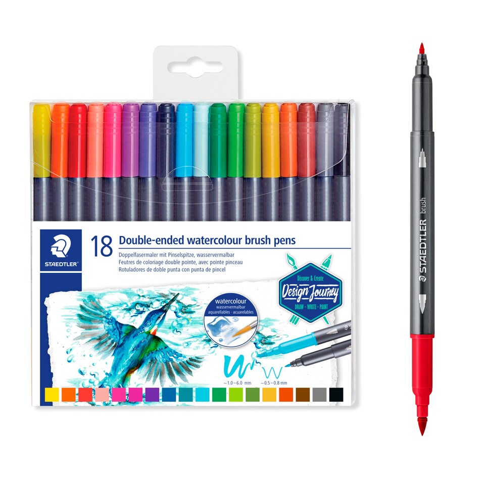 image 1 of Staedtler double ended Watercolour pens 18pk