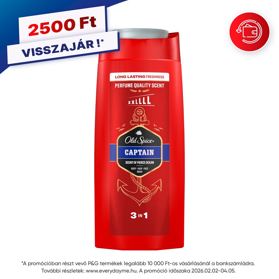 Old Spice Captain Men's 3-in-1 Wash, Shower Gel & Shampoo 675ml