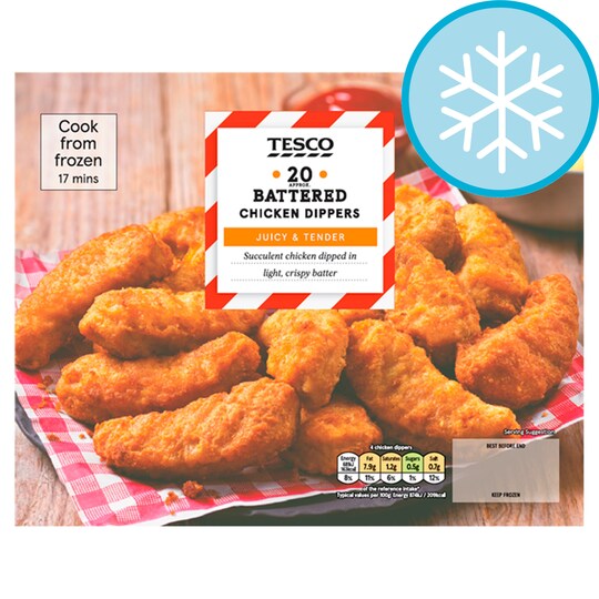 Tesco 20 Battered Chicken Breast Dippers 450G Tesco Groceries