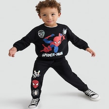 Marvel Spider-Man 2-Piece Cotton Rich Sweatshirt and Joggers Set in Black