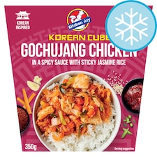 Kitchen Joy Korean cube Gochujang Chicken in a Spicy sauce with Sticky Jasmine Rice 350g